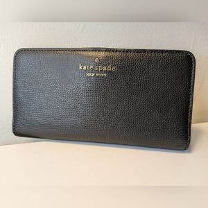 Kate Spade Darcy Large Slim Bifold Wallet Black Grain